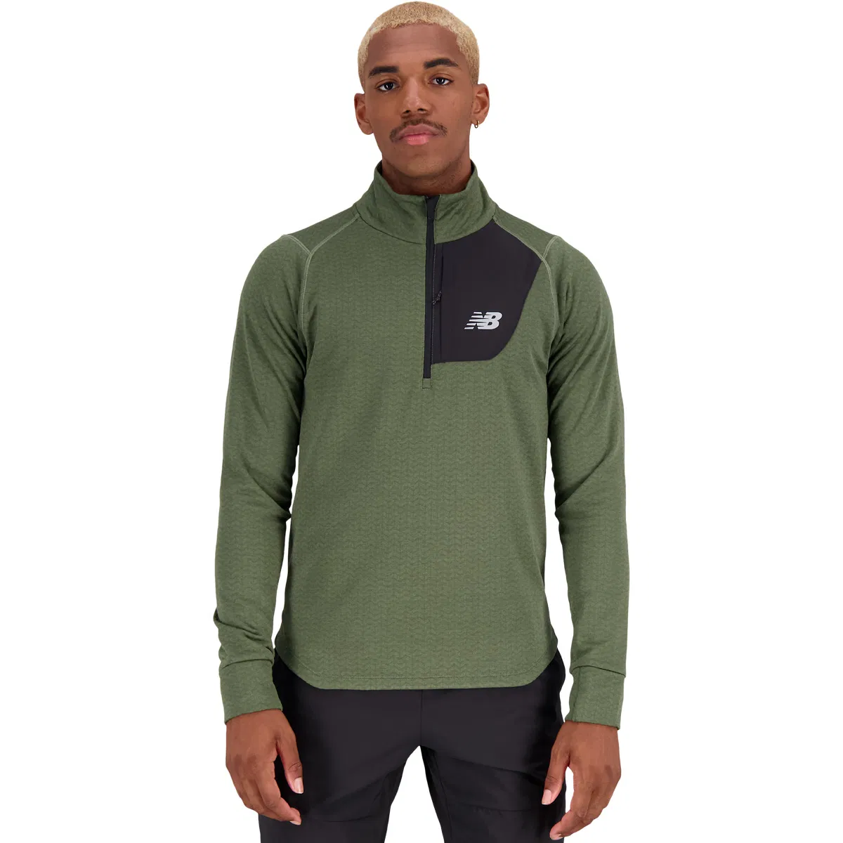New Balance Heat Grid Half Zip Løbetrøje Herre DEEP OLIVE GREEN HEATHER