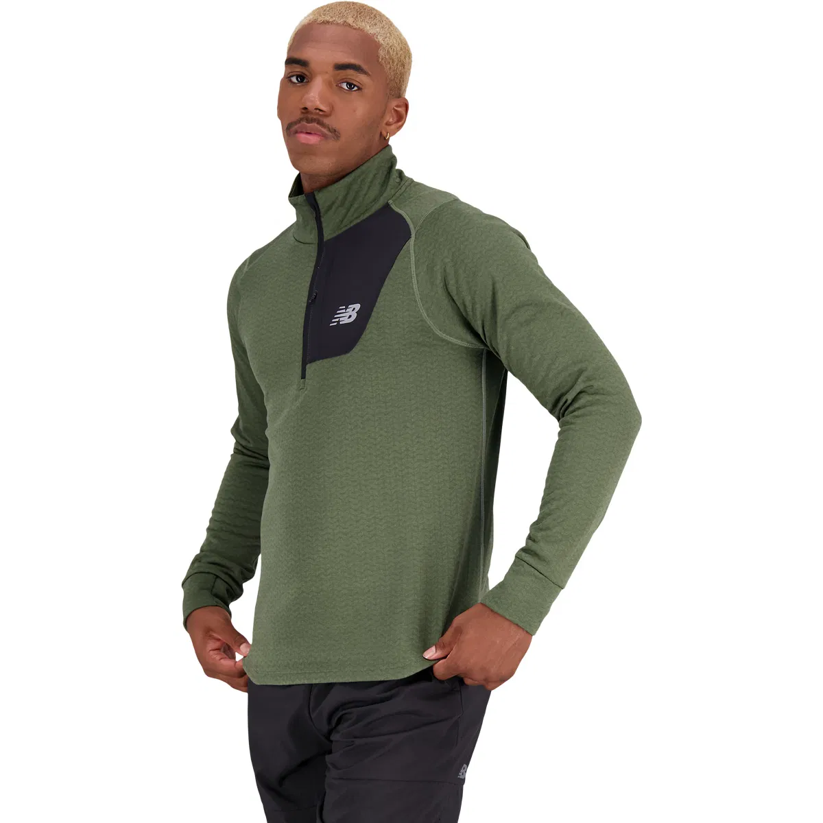 New Balance Heat Grid Half Zip Løbetrøje Herre DEEP OLIVE GREEN HEATHER