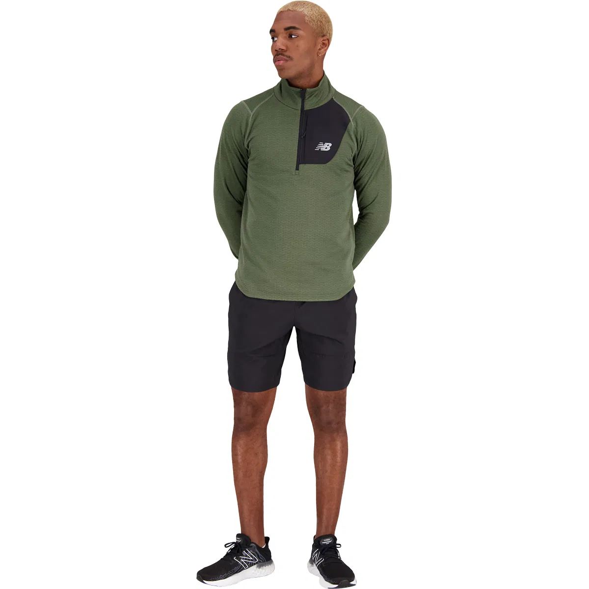 New Balance Heat Grid Half Zip Løbetrøje Herre DEEP OLIVE GREEN HEATHER