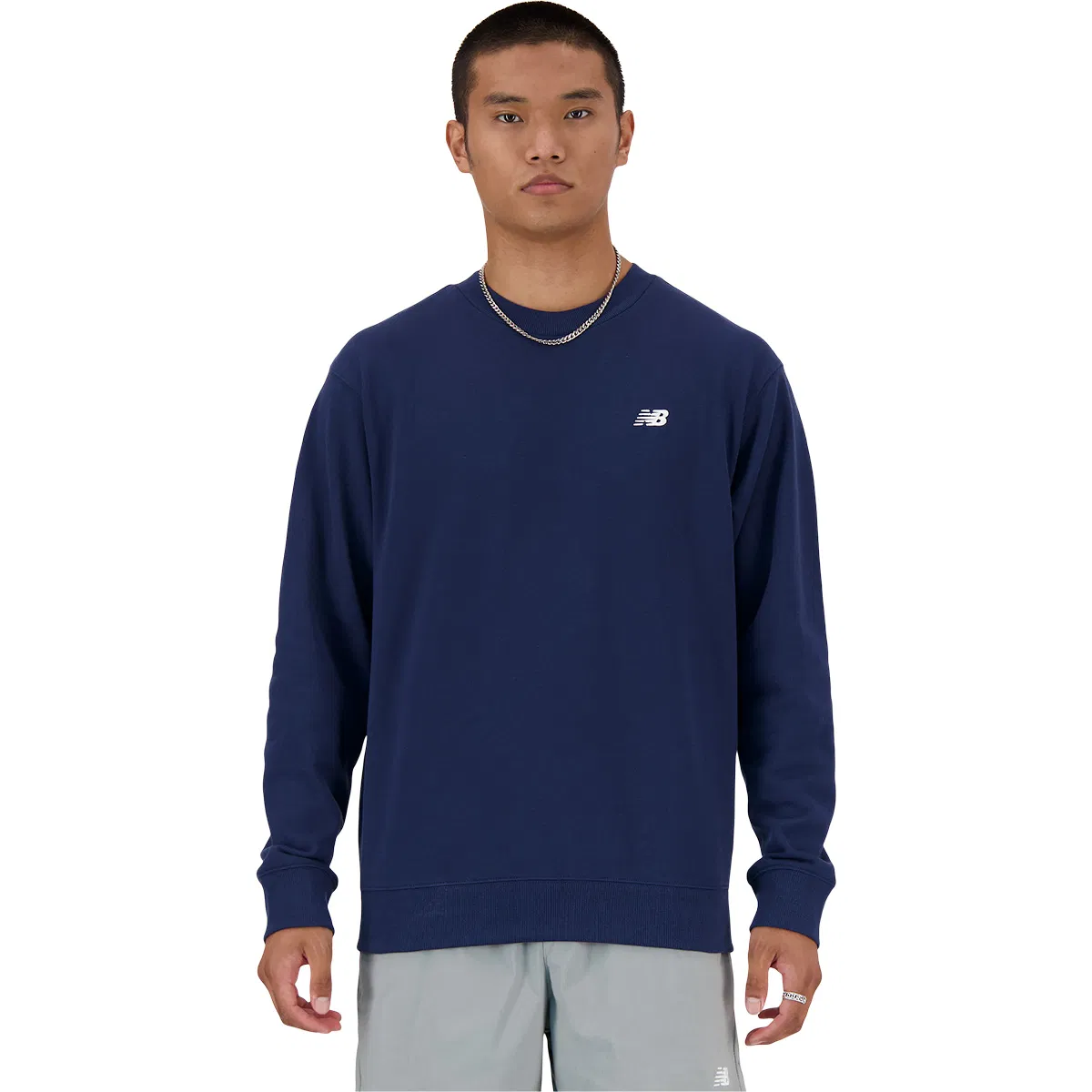 New Balance Small Logo French Terry Crew Sweatshirt Herre NB NAVY