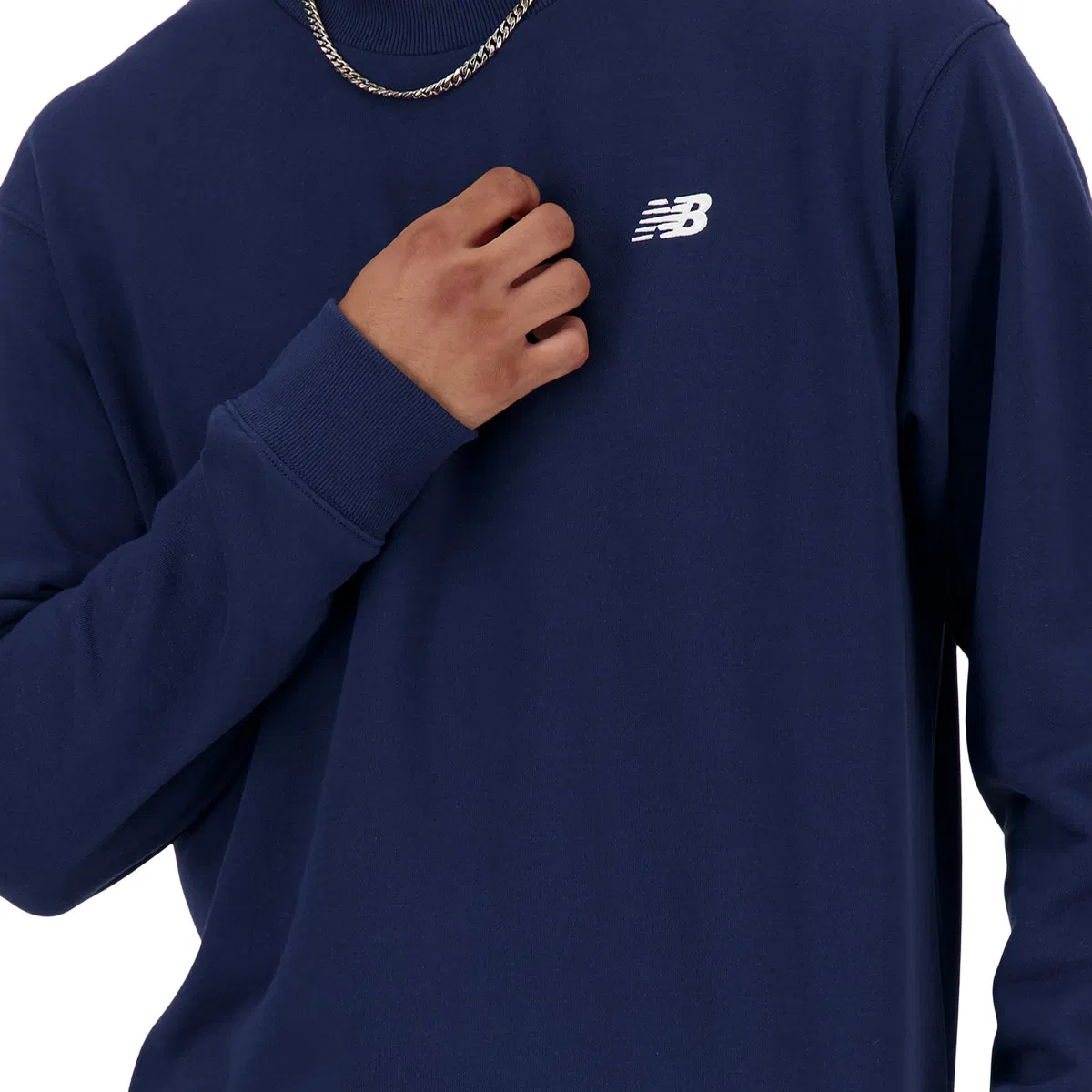New Balance Small Logo French Terry Crew Sweatshirt Herre NB NAVY