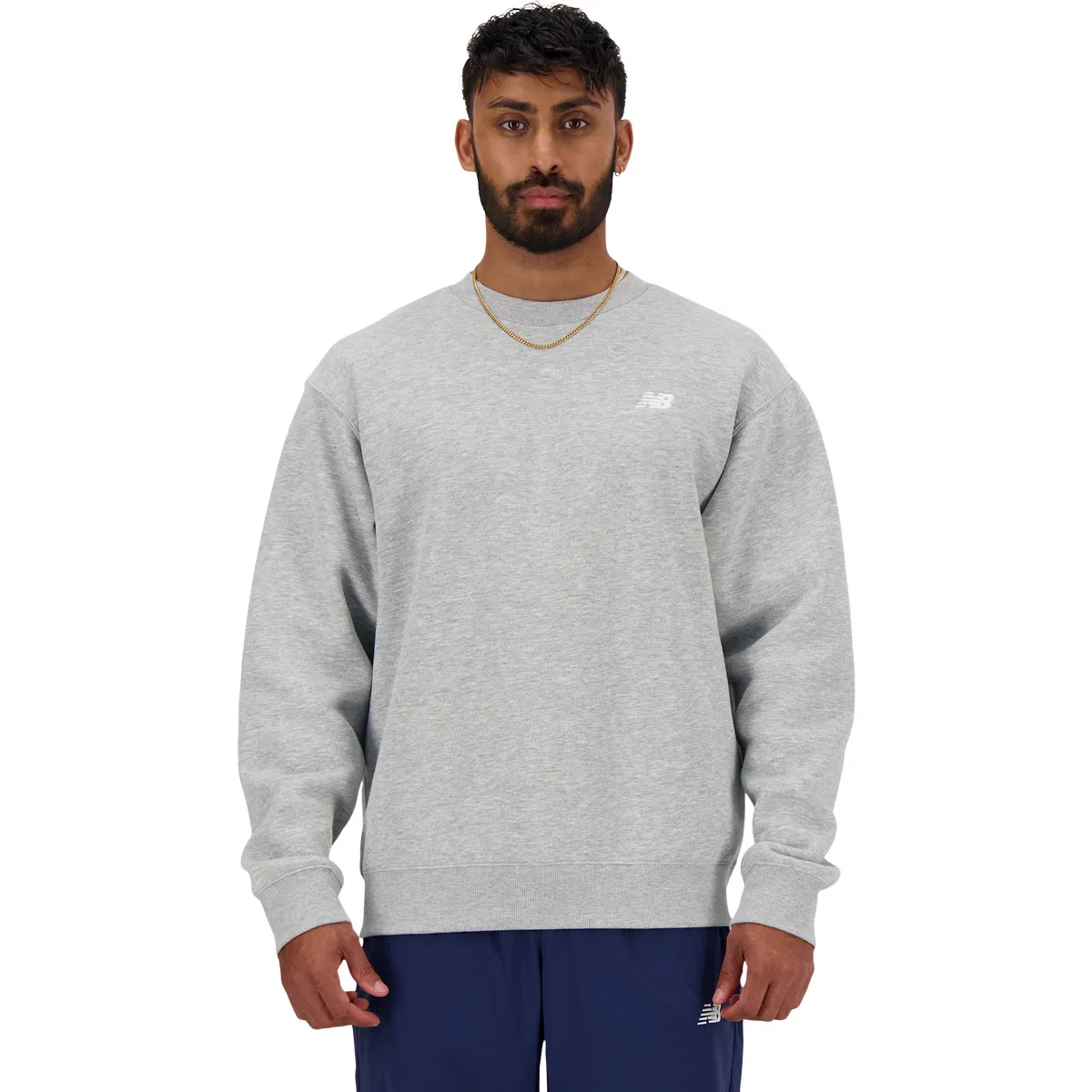 New Balance Small Logo Brushed Crew Sweatshirt Herre ATHLETIC GRE