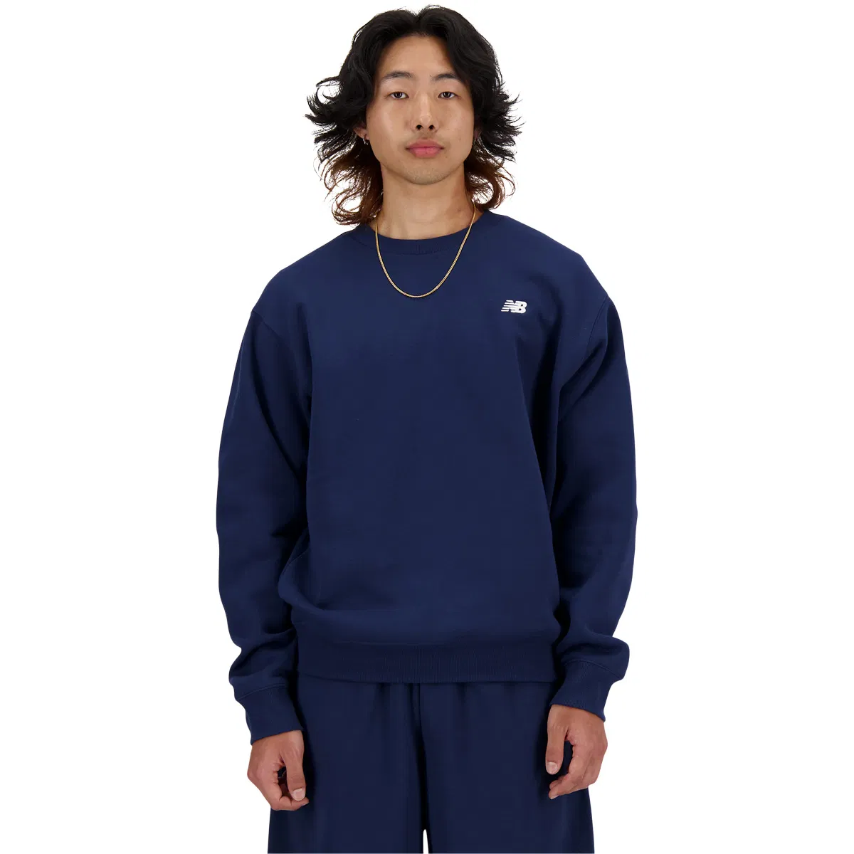 New Balance Small Logo Brushed Crew Sweatshirt Herre NB NAVY