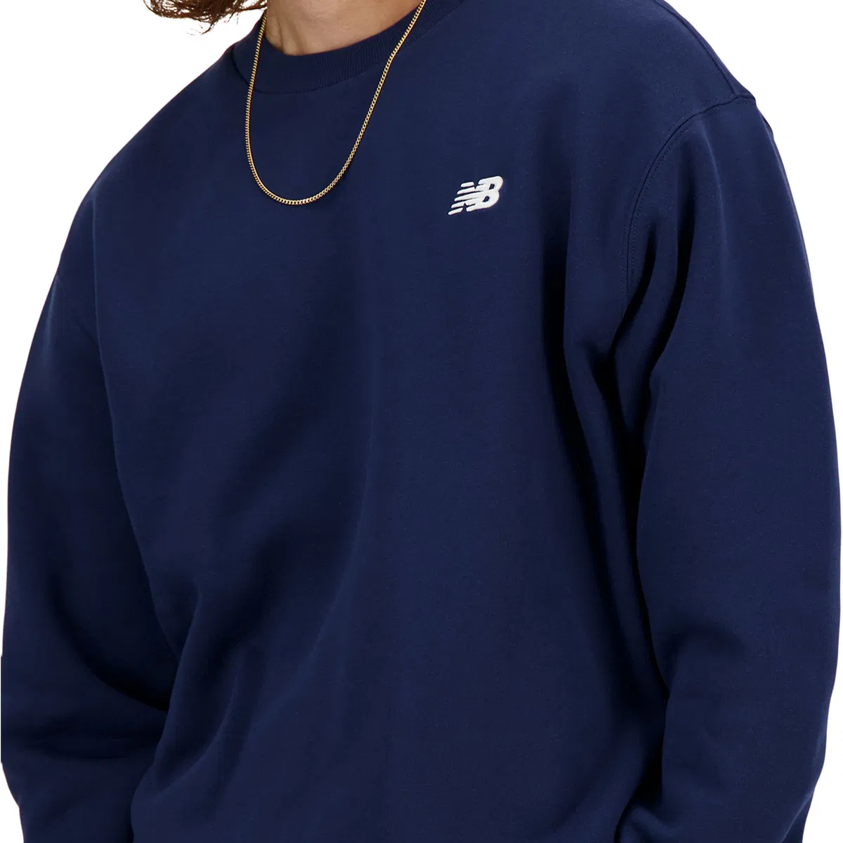 New Balance Small Logo Brushed Crew Sweatshirt Herre NB NAVY