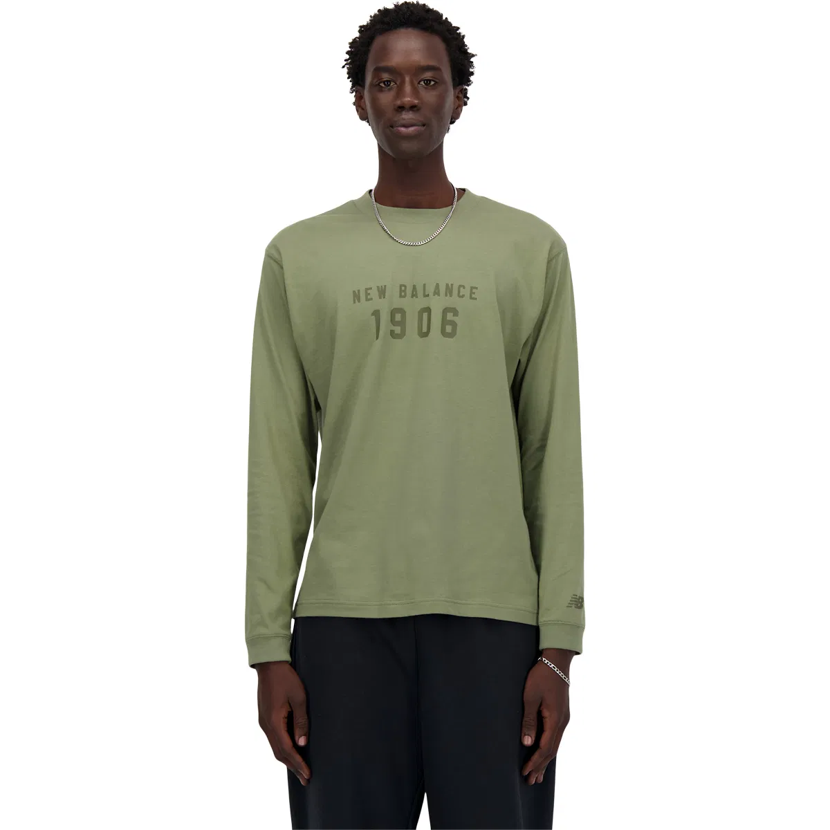 New Balance Graphic Langærmet T-shirt Herre DARK OLIVINE