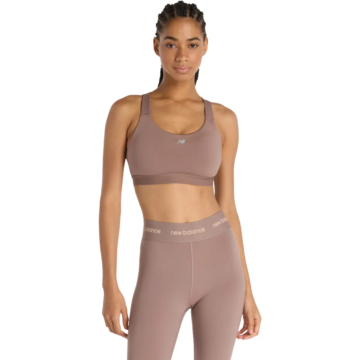 New Balance Essential Medium Support Sports BH Dame Brown