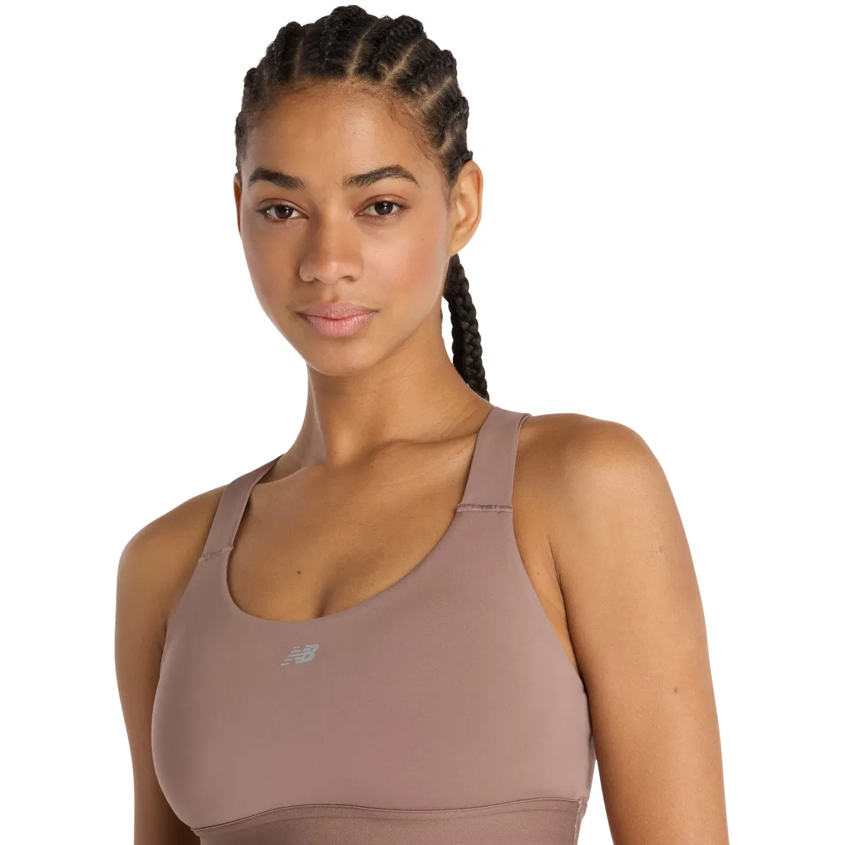 New Balance Essential Medium Support Sports BH Dame Brown