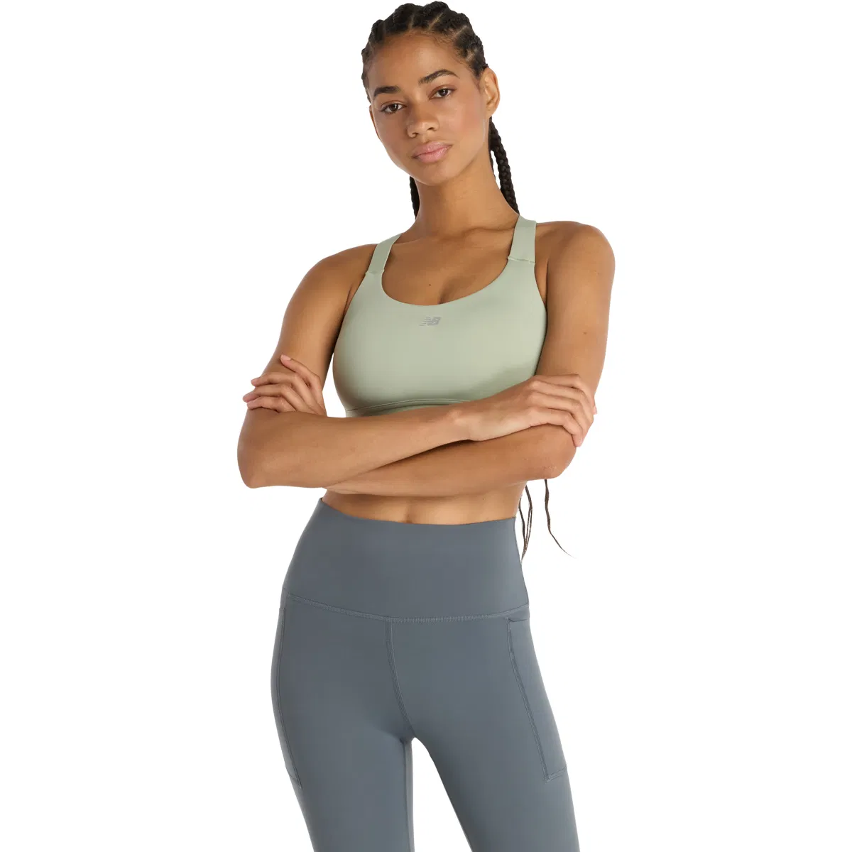 New Balance Essential Medium Support Sports BH Dame Green