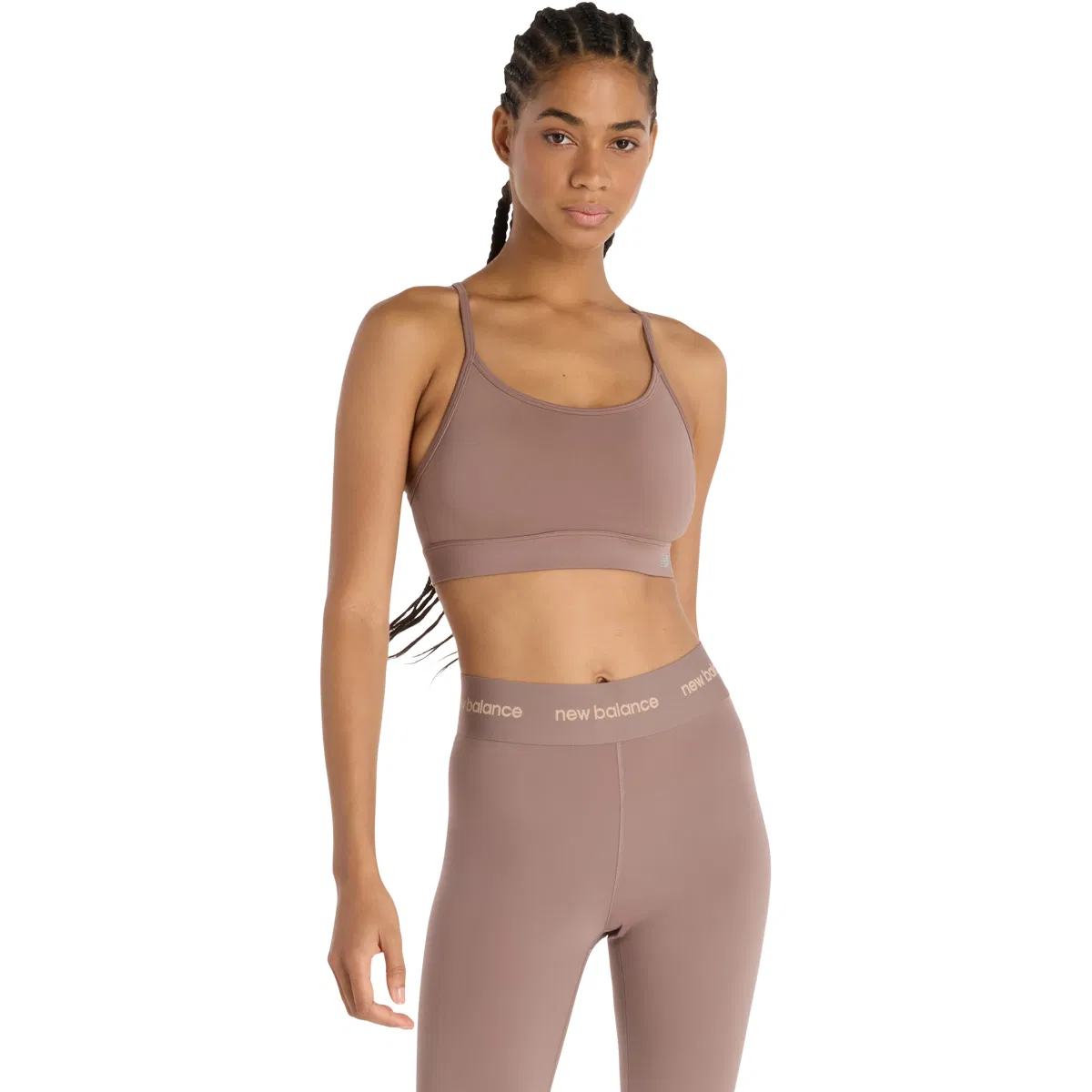 New Balance Essential Yoga Light Support Sports BH Dame Brown