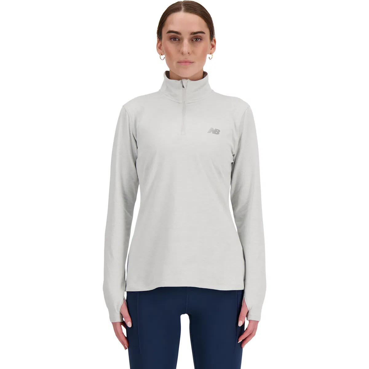 New Balance Space Dye Quarter Zip Løpetopp Dame ASH HEATHER