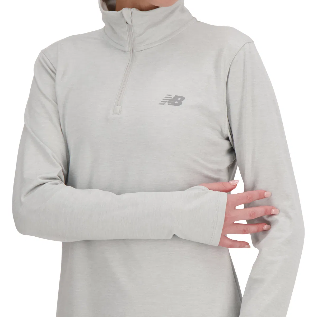 New Balance Space Dye Quarter Zip Løpetopp Dame ASH HEATHER