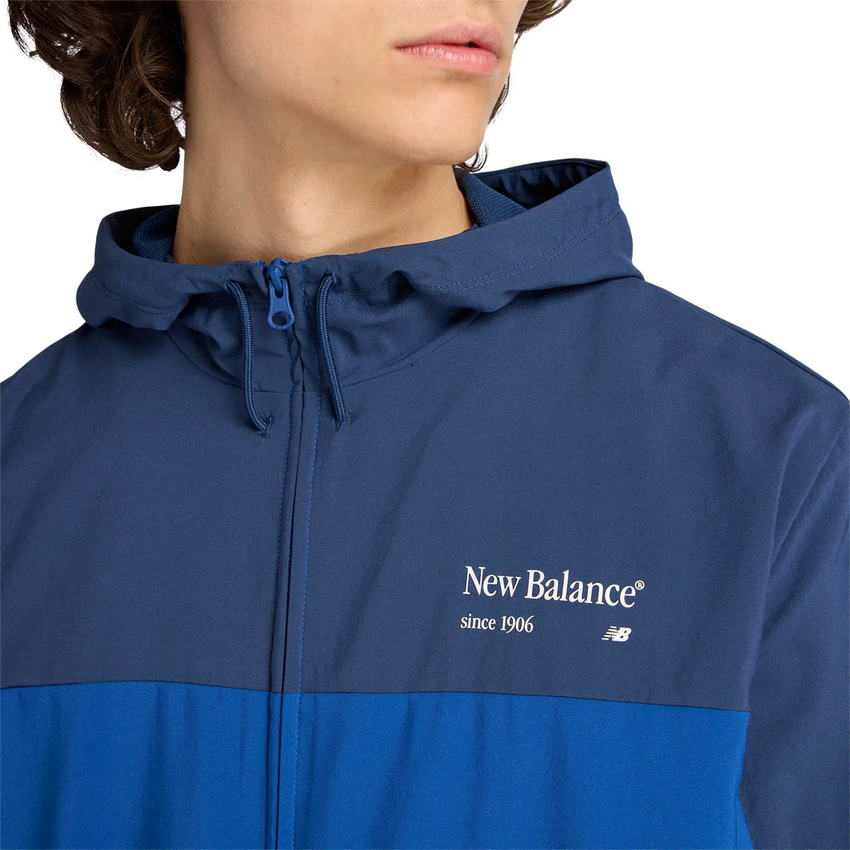 New Balance Reimagined Woven Graphic Track Top Herre Blue