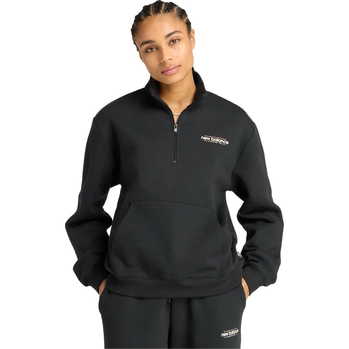 New Balance Reimagined Half Zip Sweatshirt Dame Black