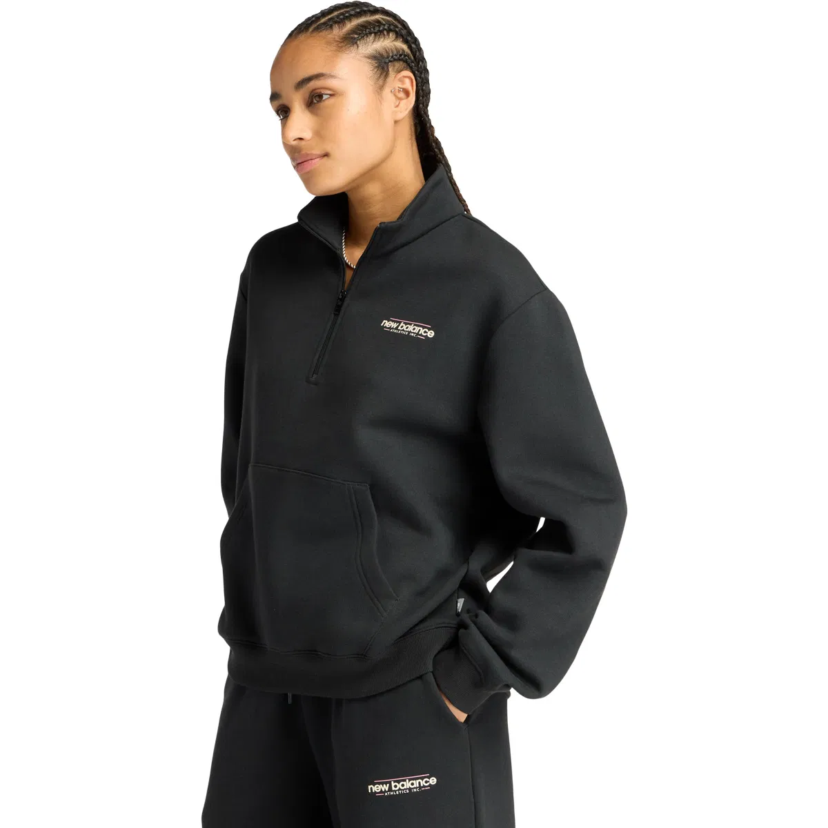 New Balance Reimagined Half Zip Sweatshirt Dame Black