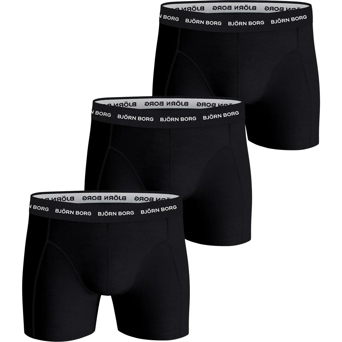 Björn Borg Cotton Stretch 3-Pak Boxershorts Herre Black