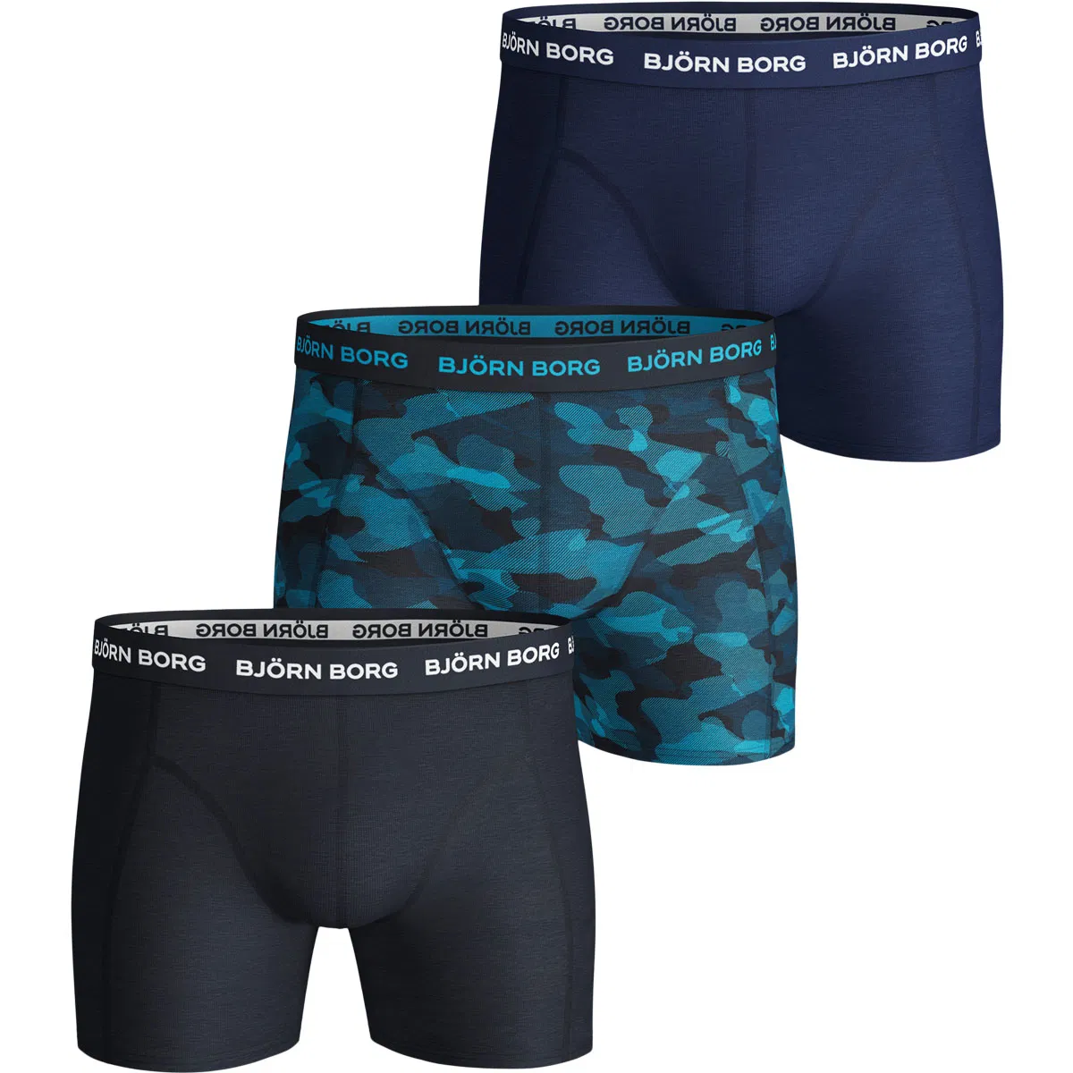 Björn Borg Cotton Stretch 3-Pak Boxershorts Herre Blue