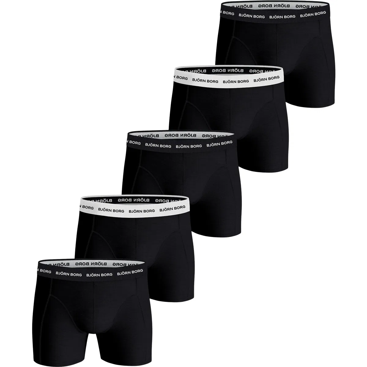 Björn Borg Cotton Stretch 5-Pak Boxershorts Herre Black