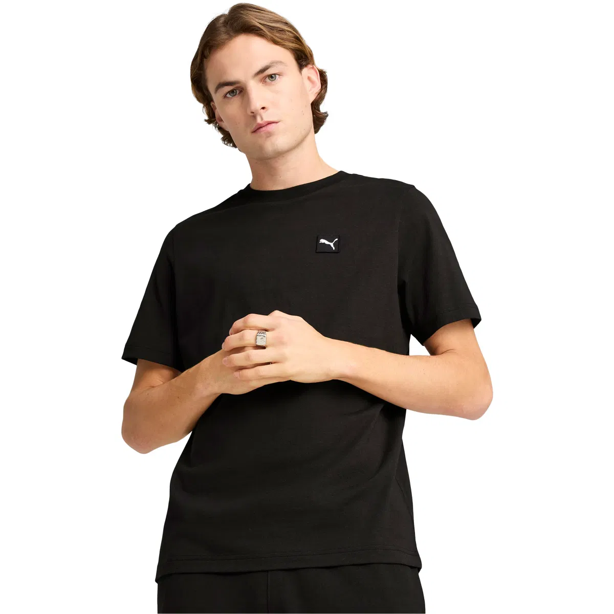PUMA Essentials Elevated T-shirt Herre PUMA White-PUMA Black-Poison P