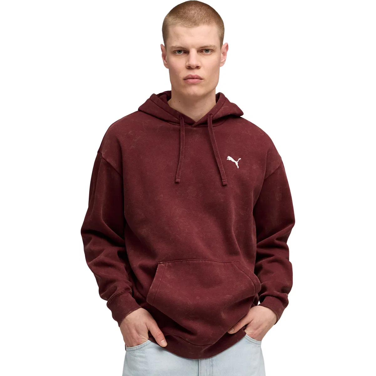 PUMA Essential Elevated Relaxed Wash Hættetrøje Herre Bordeaux
