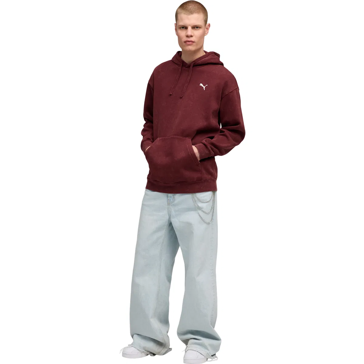 PUMA Essential Elevated Relaxed Wash Hættetrøje Herre Bordeaux