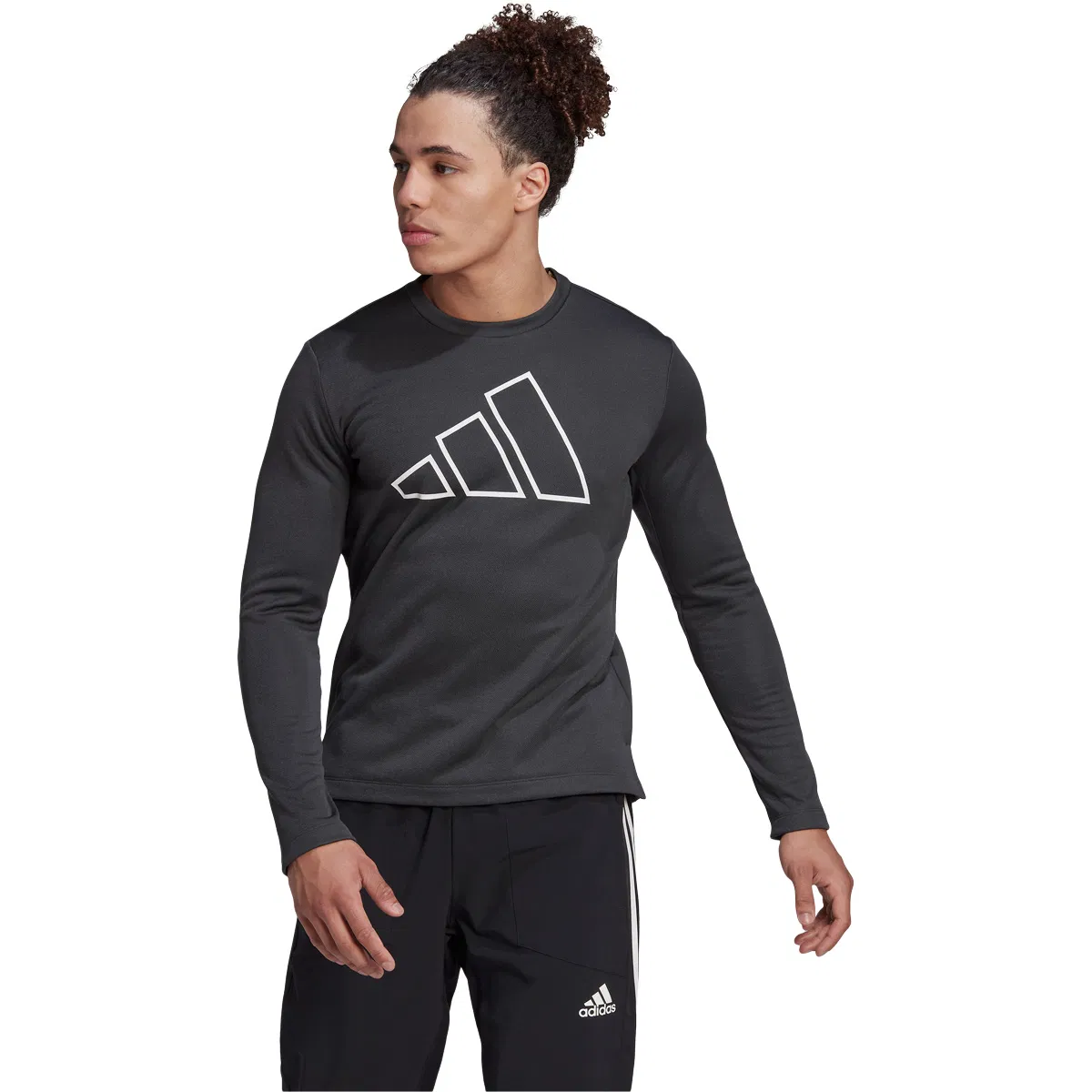 adidas Train Icons  3-Bar Crew Træningstrøje Herre BLACK/WHITE/BLACK