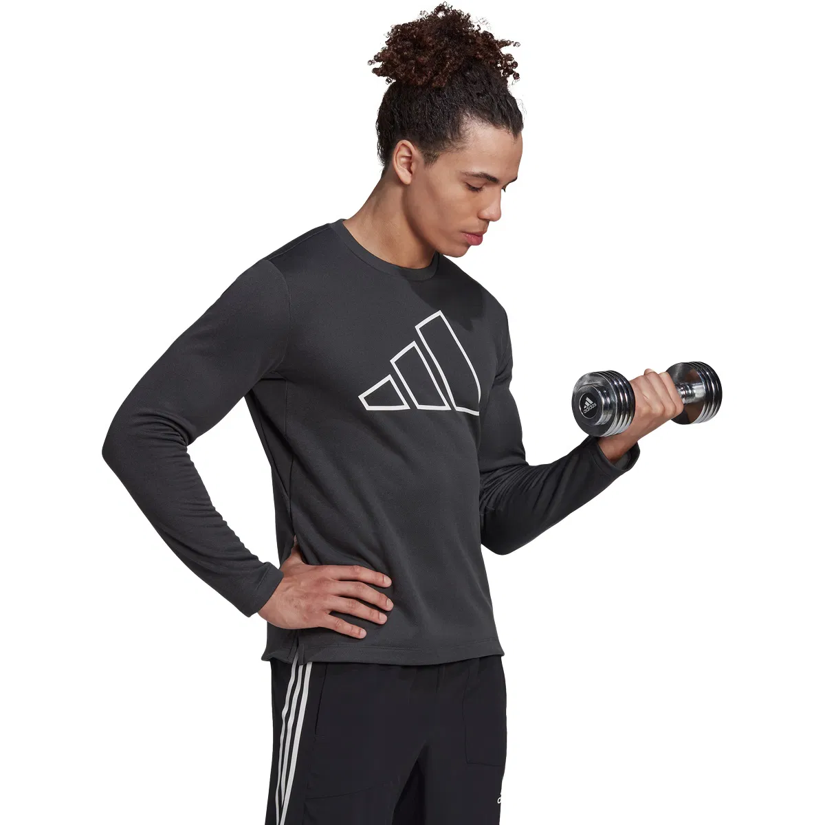 adidas Train Icons  3-Bar Crew Træningstrøje Herre BLACK/WHITE/BLACK