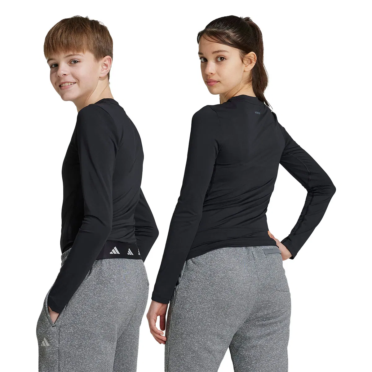adidas Techfit Baselayer Træningstrøje Børn BLACK/WHITE/BLACK