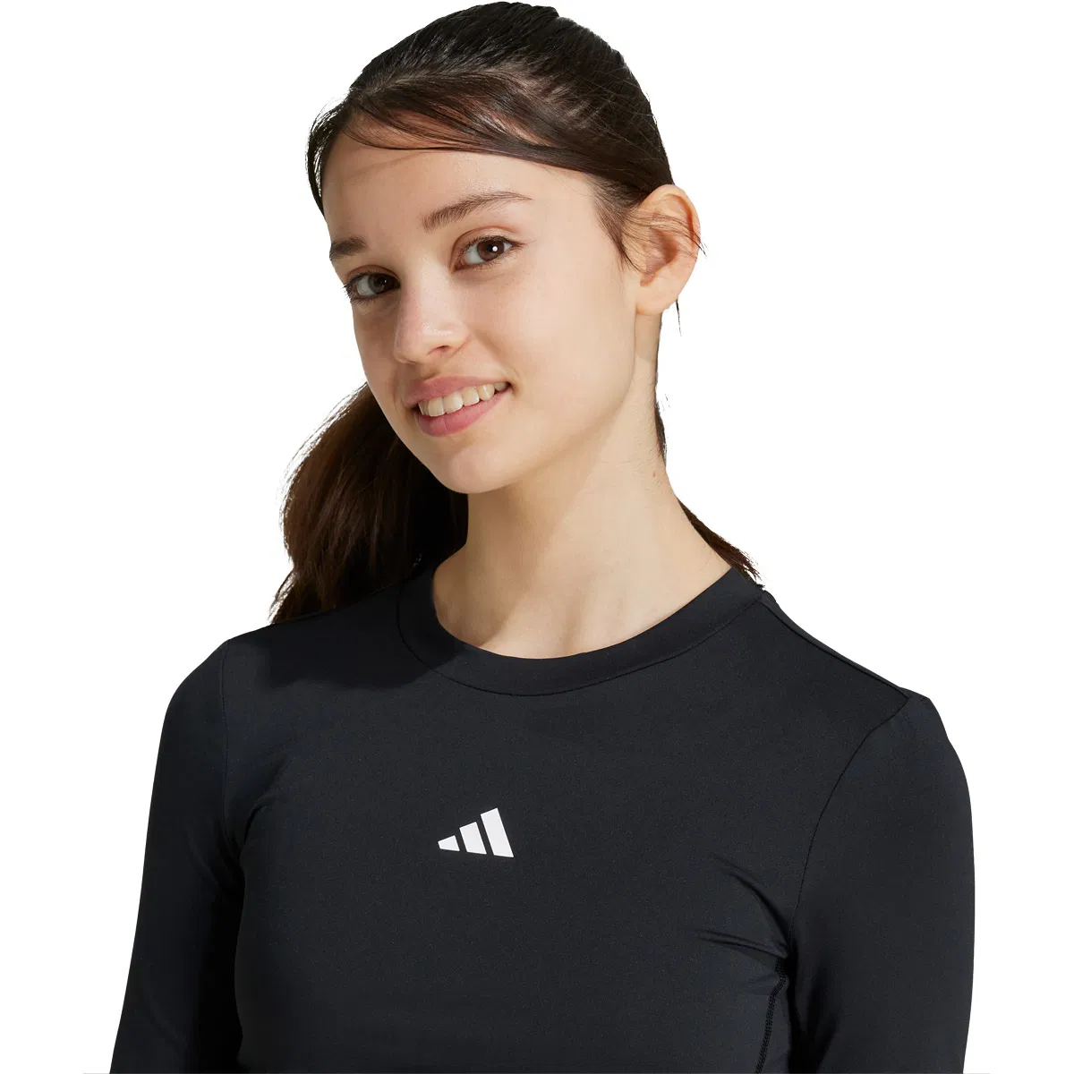 adidas Techfit Baselayer Træningstrøje Børn BLACK/WHITE/BLACK