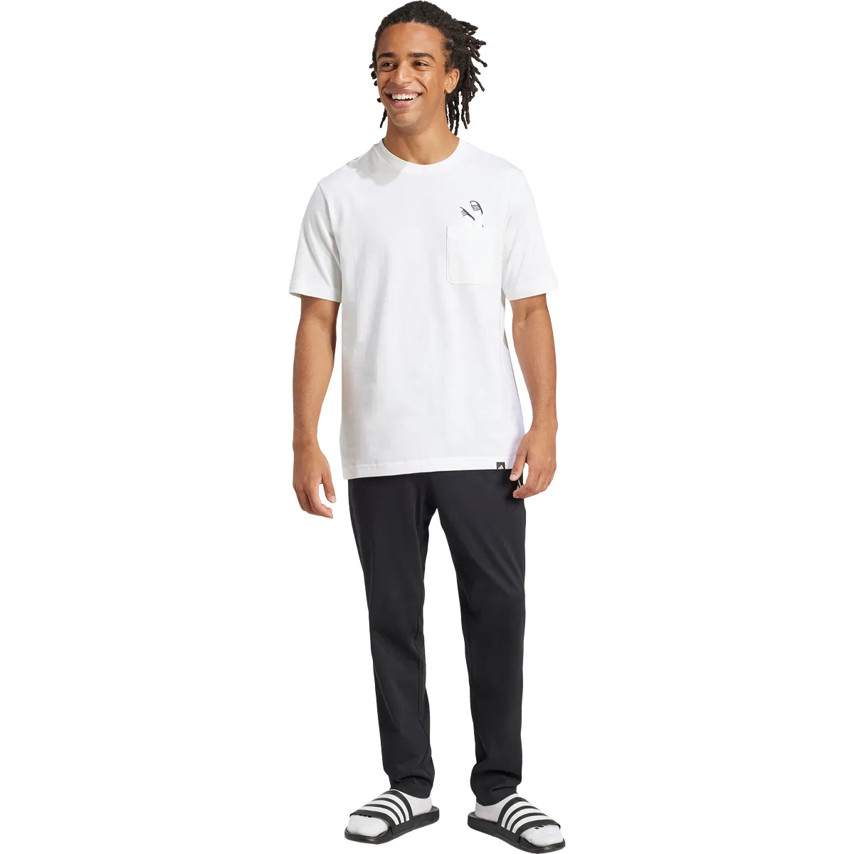 adidas Lounge Slide T-skjorte Herre WHITE/PNKFUS/BLILIL/M