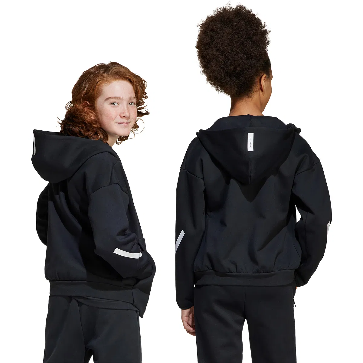 adidas Z.N.E. Full Zip Hettegenser Barn BLACK/WHITE/BLACK