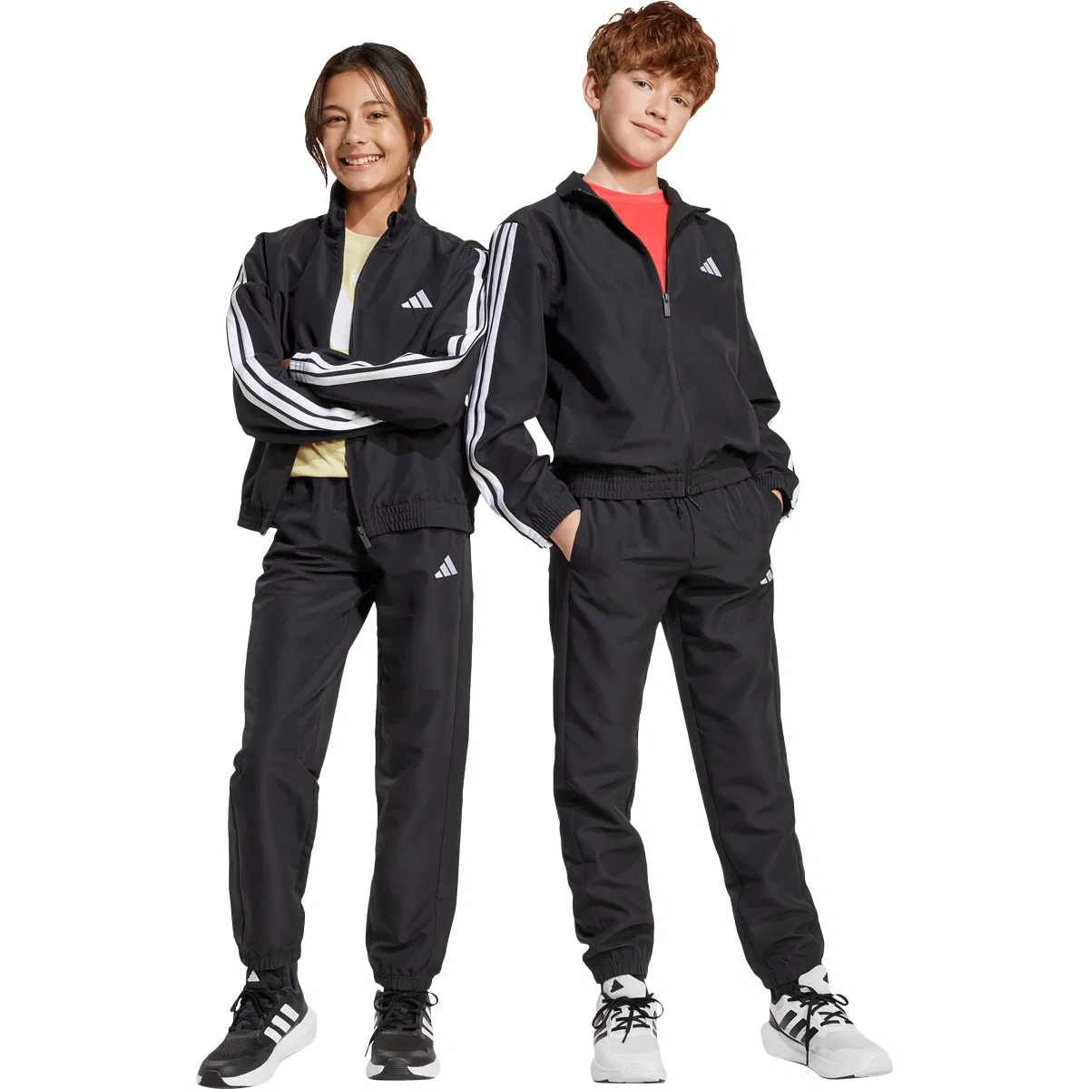 adidas 3-Stripes Woven Tracksuit Børn BLACK/WHITE