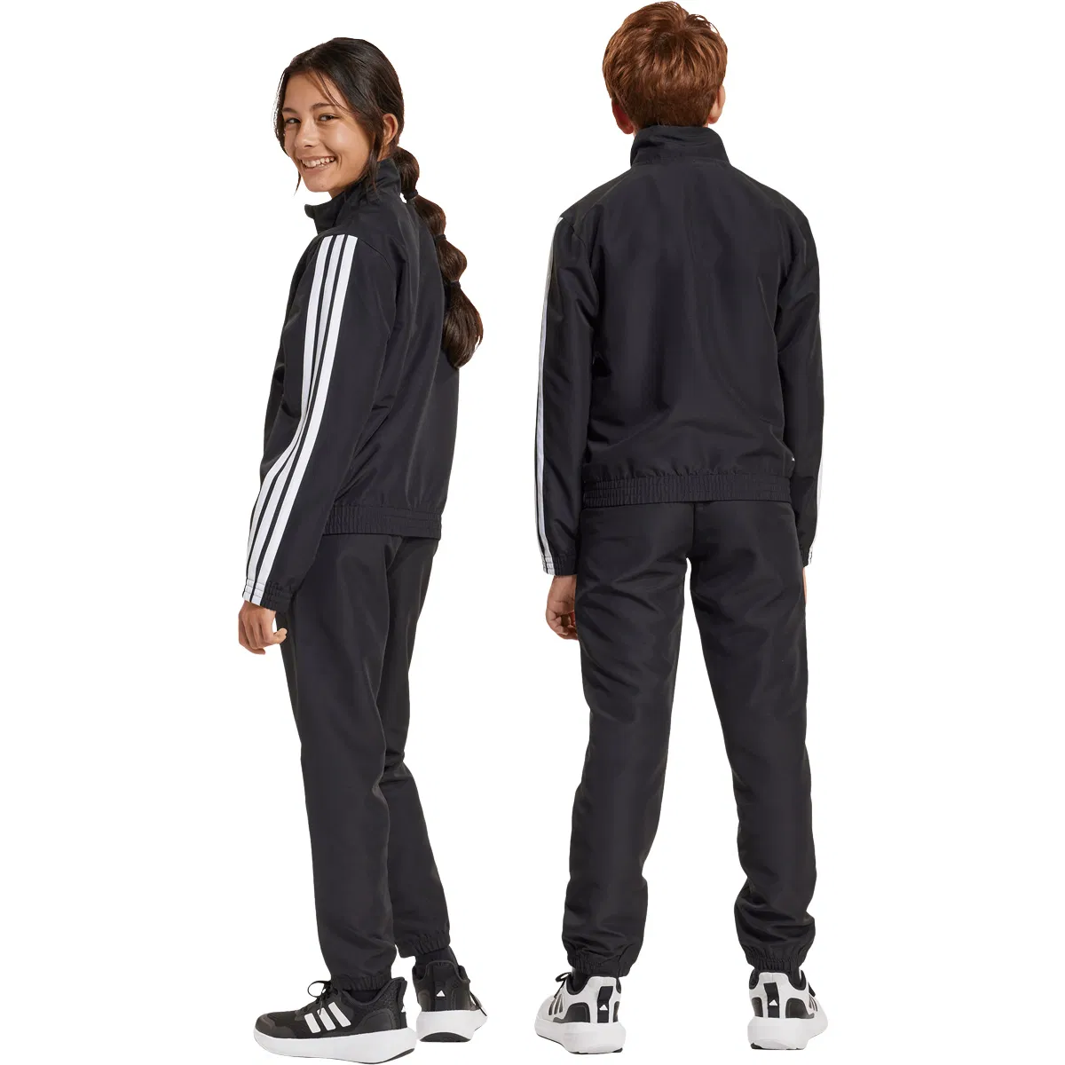 adidas 3-Stripes Woven Tracksuit Børn BLACK/WHITE