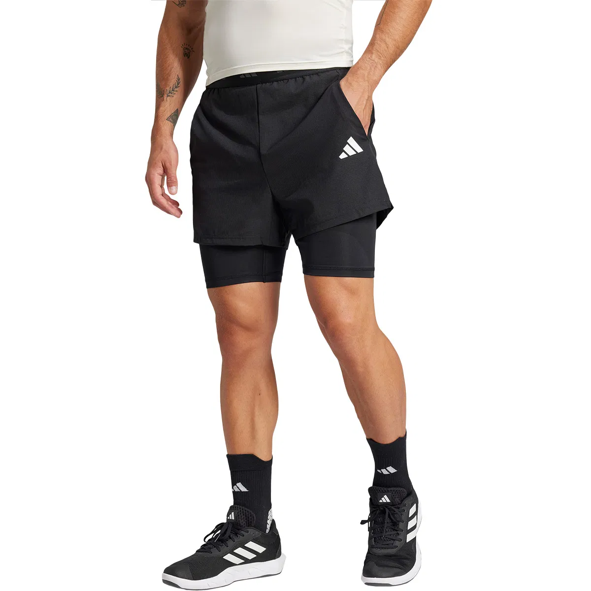 adidas Gym+ 2in1 Træningsshorts Herre BLACK/WHITE/BLACK