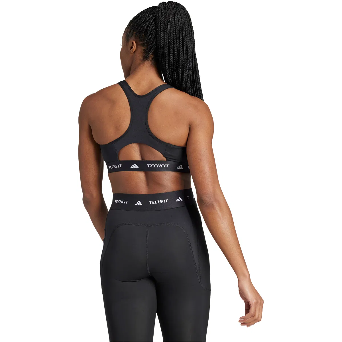 adidas Techfit Power Medium Support Sports BH Dame BLACK/WHITE/BLACK