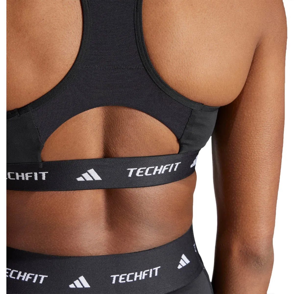 adidas Techfit Power Medium Support Sports BH Dame BLACK/WHITE/BLACK