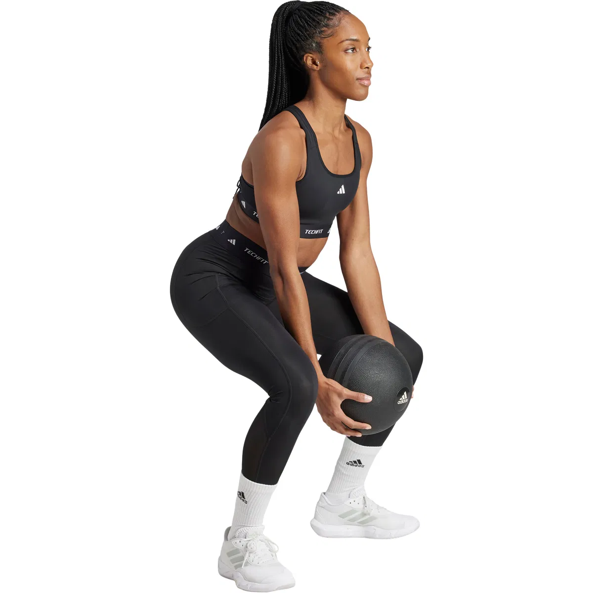 adidas Techfit Power Medium Support Sports BH Dame BLACK/WHITE/BLACK