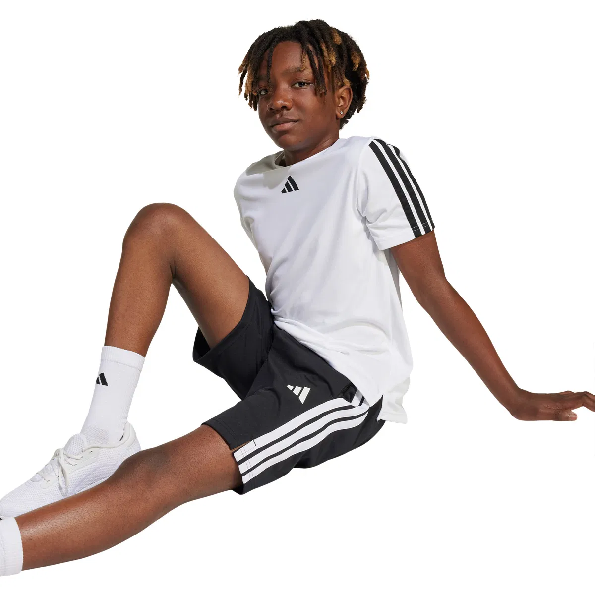 adidas Train Essentials 3-Stripes Treningsshorts Barn BLACK/WHITE