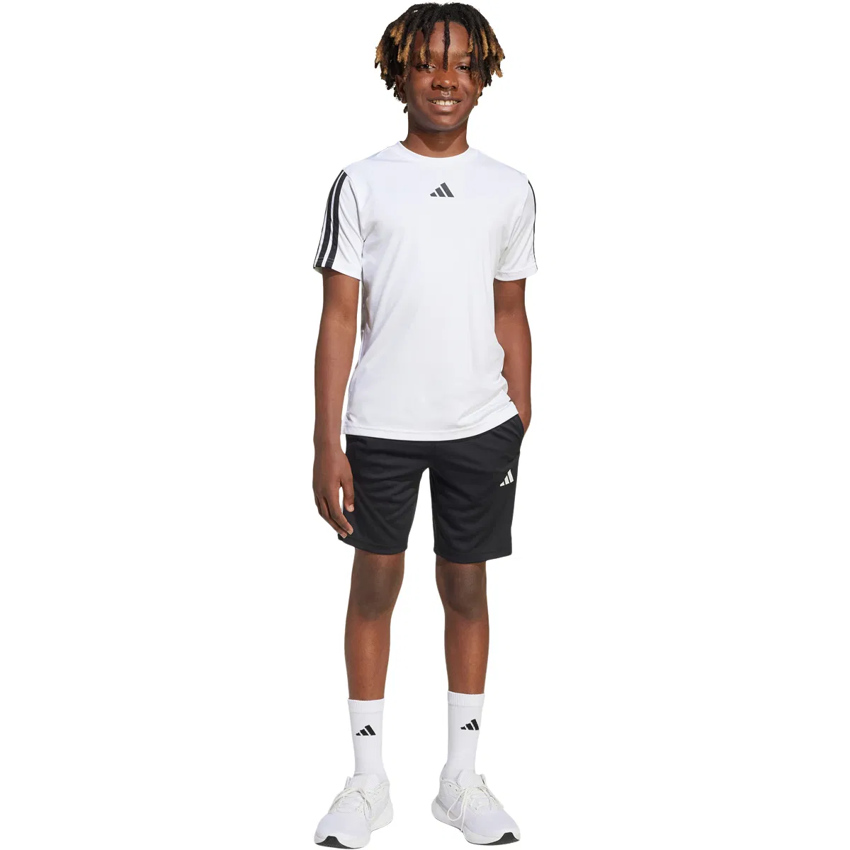 adidas Train Essentials 3-Stripes Treningsshorts Barn BLACK/WHITE