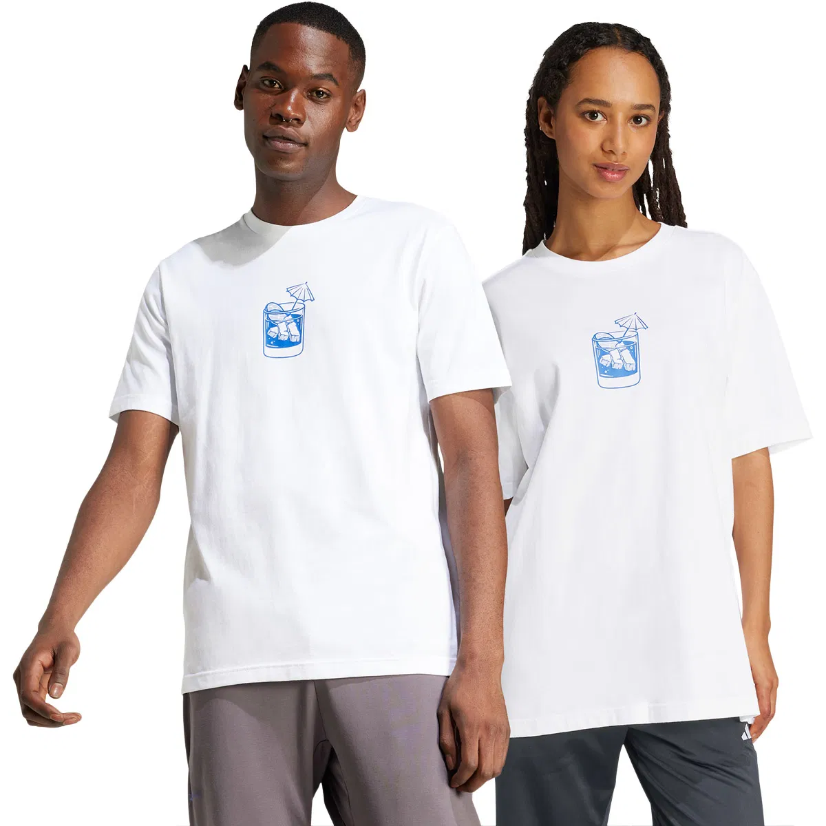 adidas Lounge Drink Graphic T-shirt  WHITE/PNKFUS/BLILIL/M
