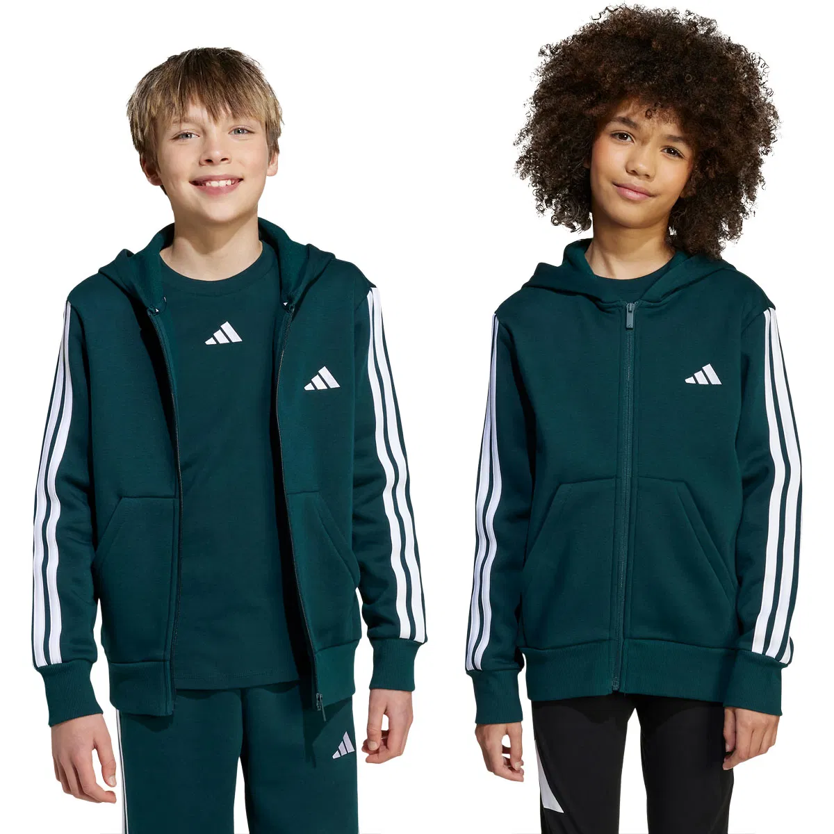 3-Stripes Full Zip Hettejakke Barn Green