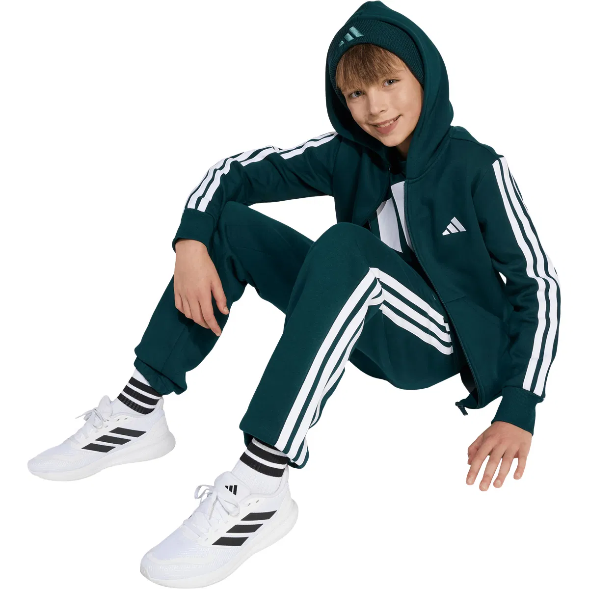 3-Stripes Full Zip Hettejakke Barn Green