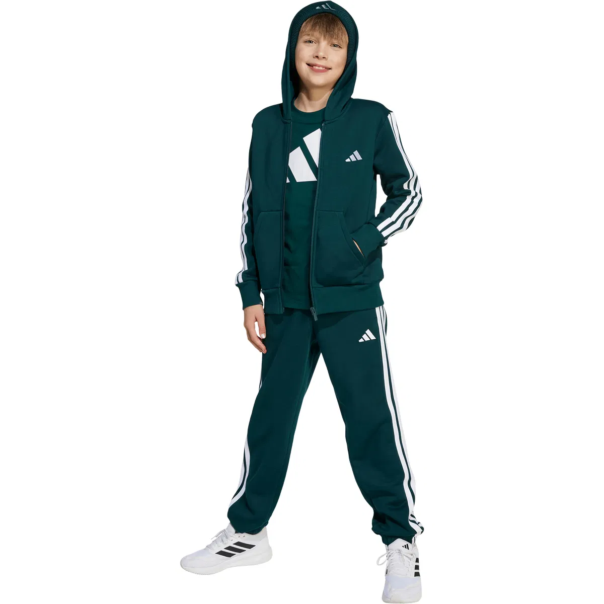 3-Stripes Full Zip Hettejakke Barn Green