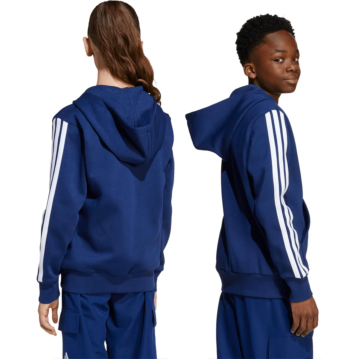 adidas 3-Stripes Full Zip Hættetrøje Børn Blue