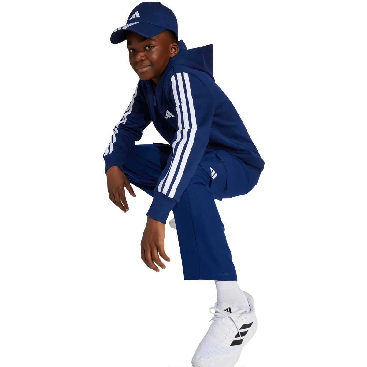 adidas 3-Stripes Full Zip Hættetrøje Børn Blue