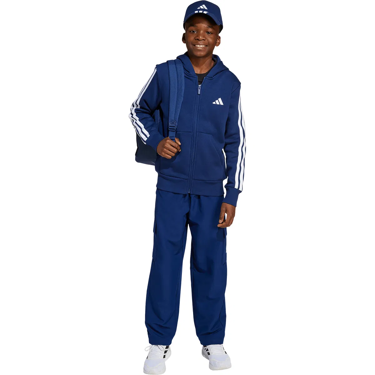 adidas 3-Stripes Full Zip Hættetrøje Børn Blue