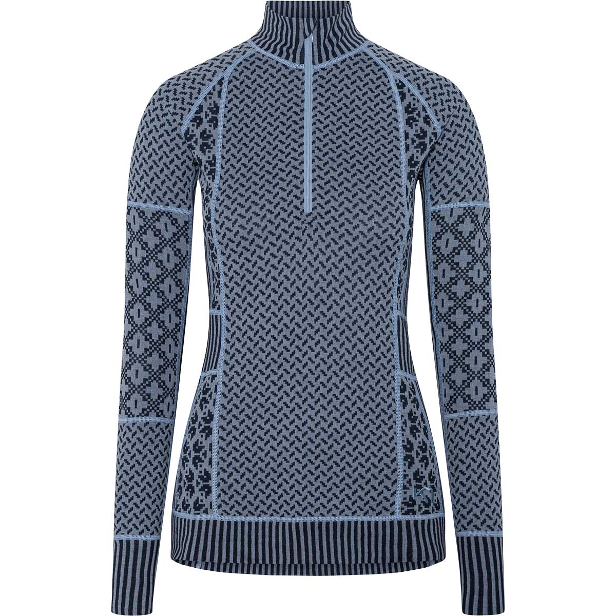 Kari Traa Smekker Half Zip Merino Uld Skiundertrøje Dame Blue