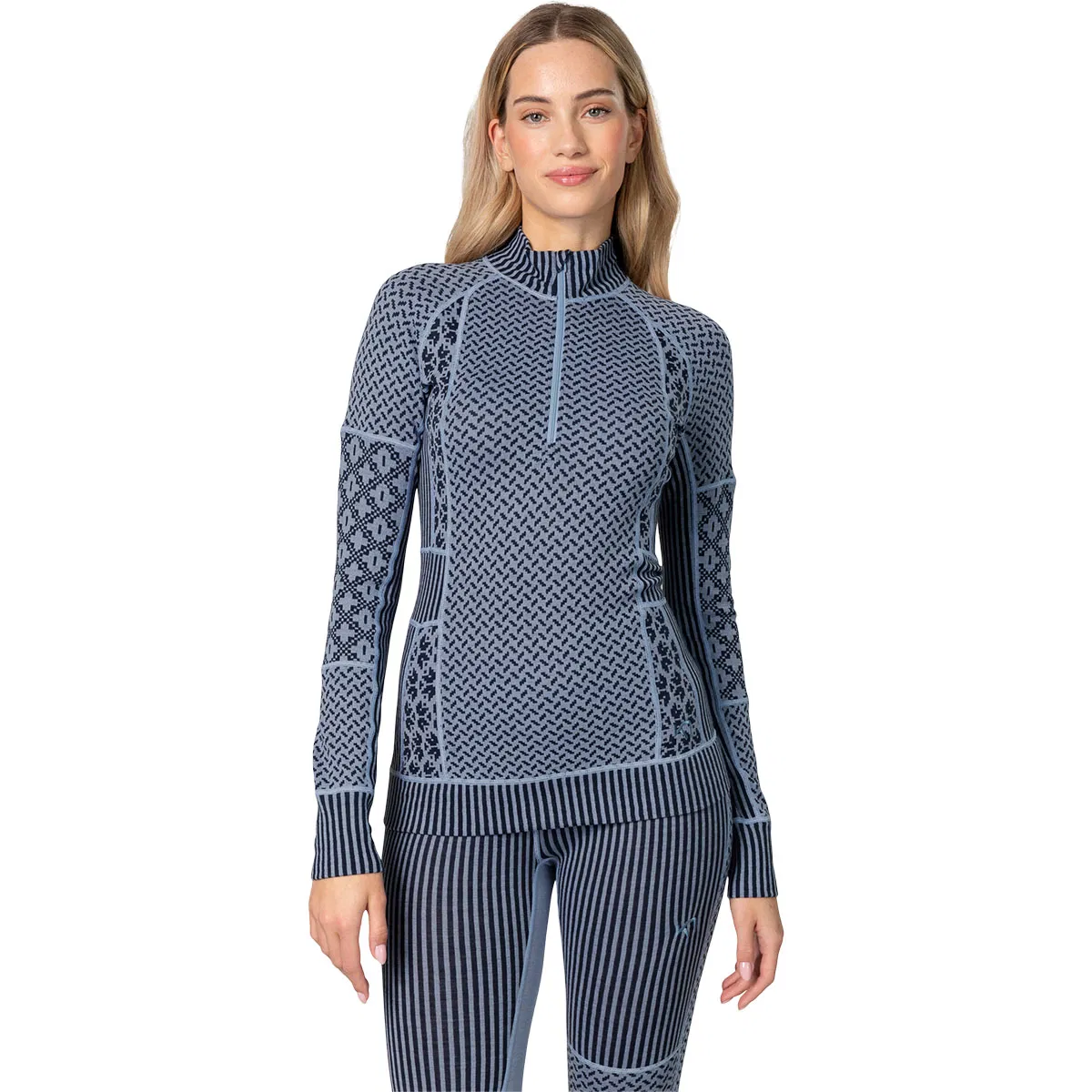 Kari Traa Smekker Half Zip Merino Uld Skiundertrøje Dame Blue