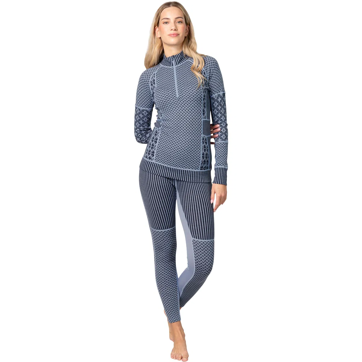 Kari Traa Smekker Half Zip Merino Uld Skiundertrøje Dame Blue