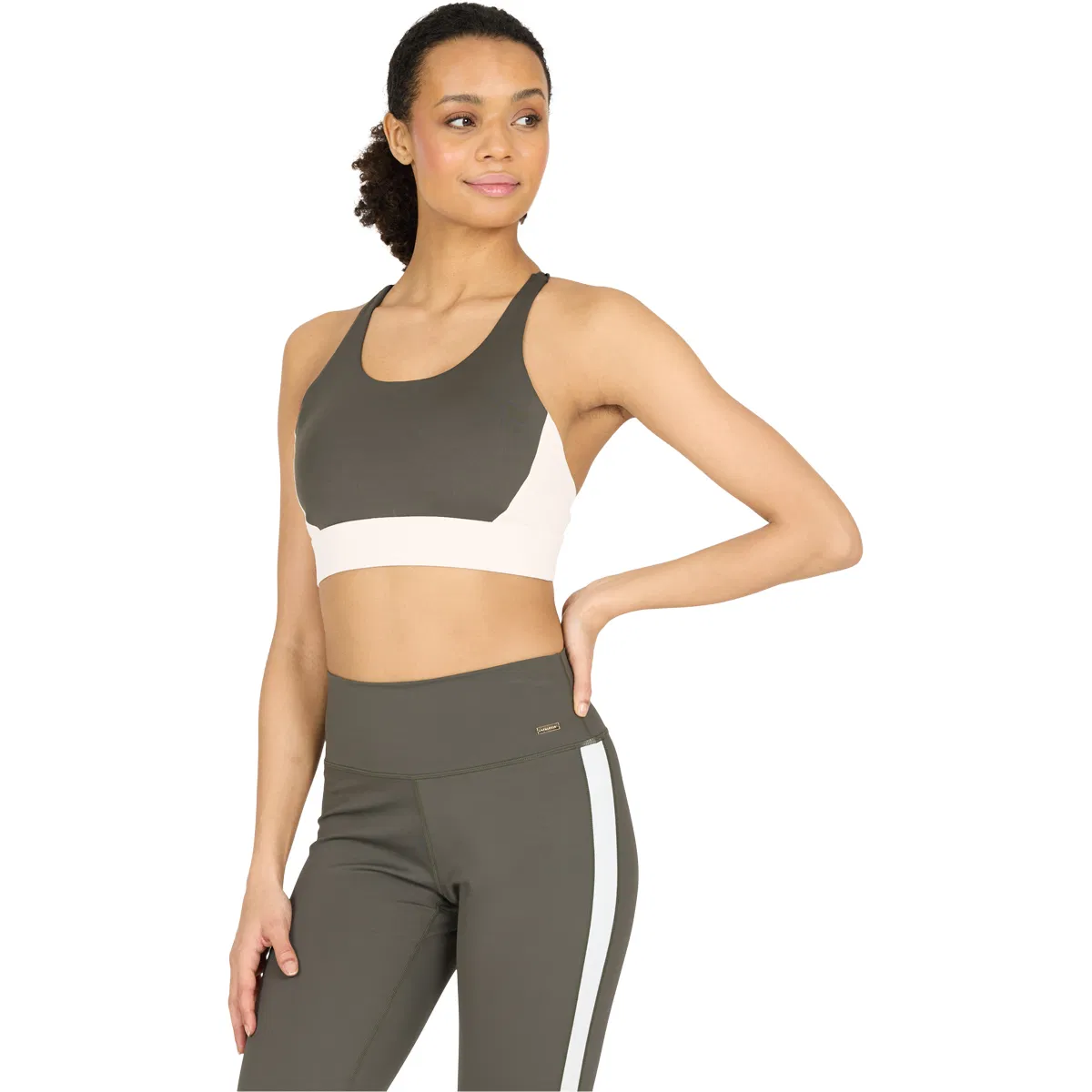 Athlecia Aspasia Color Block Light Support Sports BH Dame Brun/hvid