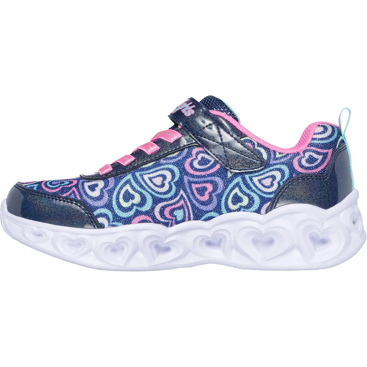 Skechers Heart Lights Boogie Love Velcro Sneakers M/Lys Børn  NVMT Navy Multicolor